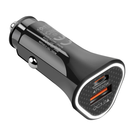 Chargeur de voiture rapide YSY-313PD30W QC3.0 USB + PD 30W USB-C / Type-C Triangle double port, Chargeur de voiture