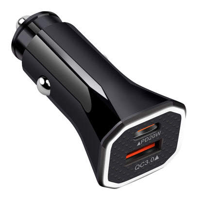 YSY-316PD20W QC3.0 USB + PD 20W USB-C / Typ-C Polygon Dual-Port Kfz-Ladegerät mit Schnellladefunktion, Kfz-Ladegerät