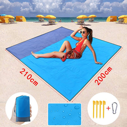 Polyester Waterproof Plaid Cloth Pocket Picnic Mat Outdoor Camping Beach Mat, Size: 2.1 x 2m