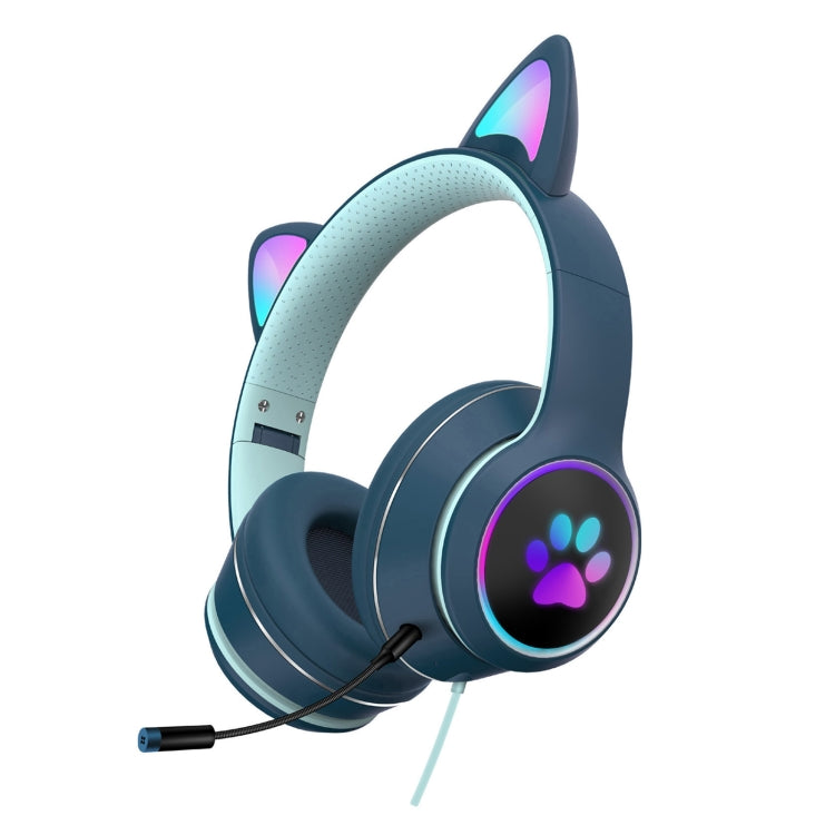 Casque LED pliable avec oreilles de chat AKZ-022 USB + port 3,5 mm et micro