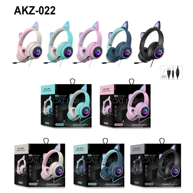 Casque LED pliable avec oreilles de chat AKZ-022 USB + port 3,5 mm et micro