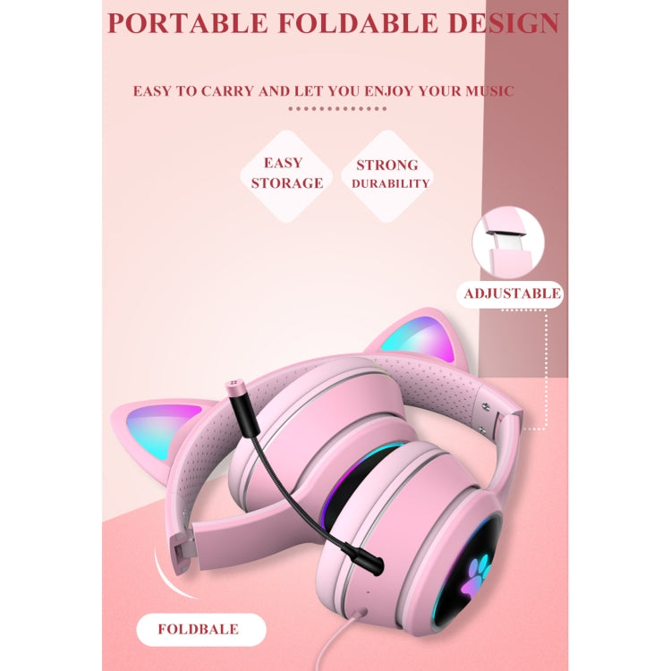 Casque LED pliable avec oreilles de chat AKZ-022 USB + port 3,5 mm et micro