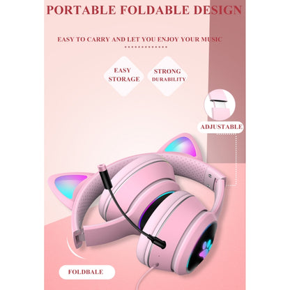 Casque LED pliable avec oreilles de chat AKZ-022 USB + port 3,5 mm et micro