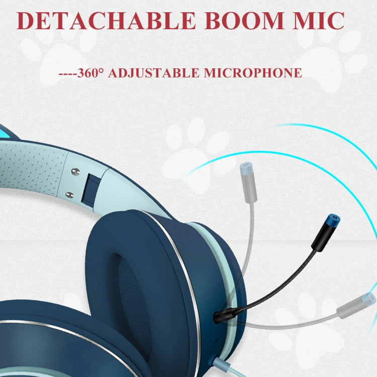 Casque LED pliable avec oreilles de chat AKZ-022 USB + port 3,5 mm et micro