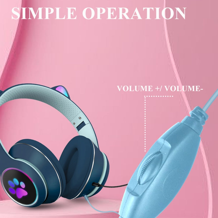 Casque LED pliable avec oreilles de chat AKZ-022 USB + port 3,5 mm et micro