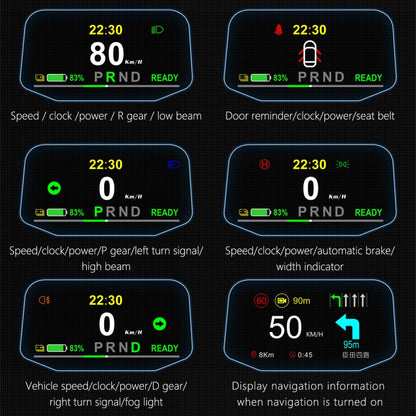 T1 5.1 inch Car HUD Head-up Display Overspeed Alarm / Remaining Battery Percentage Display for Tesla Model 3 / Y, T1  HUD