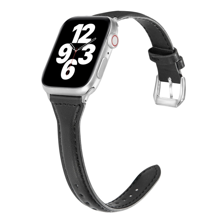 Universal T-shaped Thin Leather Watch Strap, For Apple Watch Series 7 45mm / 6 & SE & 5 & 4 44mm / 3 & 2 & 1 42mm, For Apple Watch Series 7 41mm / 6 & SE & 5 & 4 40mm / 3 & 2 & 1 38mm���������������������������������������������������������������������...