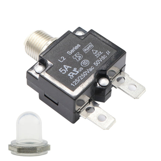 L2 Series 50V Car Overload Protector Manual Reset DC Circuit Breaker with Waterproof Cover, 5A, 10A, 15A, 20A, 30A