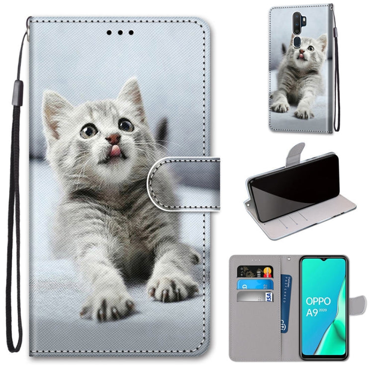 Coloured Drawing Cross Texture Horizontal Flip PU Leather Case with Holder & Card Slots & Wallet & Lanyard, For OPPO A9 (2020) / A5 (2020) / A11X / A11, For OPPO A15 / A15s, For OPPO A53 4G(2020) / A53s / A32 / A33 (2020)                               ...