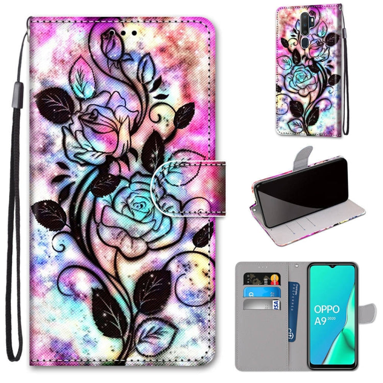 Coloured Drawing Cross Texture Horizontal Flip PU Leather Case with Holder & Card Slots & Wallet & Lanyard, For OPPO A9 (2020) / A5 (2020) / A11X / A11, For OPPO A15 / A15s, For OPPO A53 4G(2020) / A53s / A32 / A33 (2020)                               ...