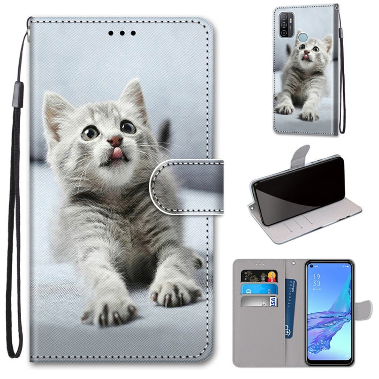 Coloured Drawing Cross Texture Horizontal Flip PU Leather Case with Holder & Card Slots & Wallet & Lanyard, For OPPO A9 (2020) / A5 (2020) / A11X / A11, For OPPO A15 / A15s, For OPPO A53 4G(2020) / A53s / A32 / A33 (2020)                               ...
