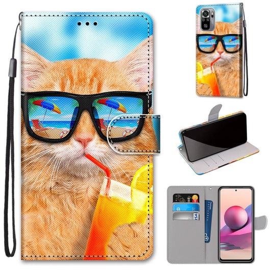 Coloured Drawing Cross Texture Horizontal Flip PU Leather Case with Holder & Card Slots & Wallet & Lanyard, For Xiaomi Redmi Note 10 4G / Note 10s, For Xiaomi Redmi Note 10 5G, For Xiaomi Redmi Note 10 Pro Max / Note 10 Pro