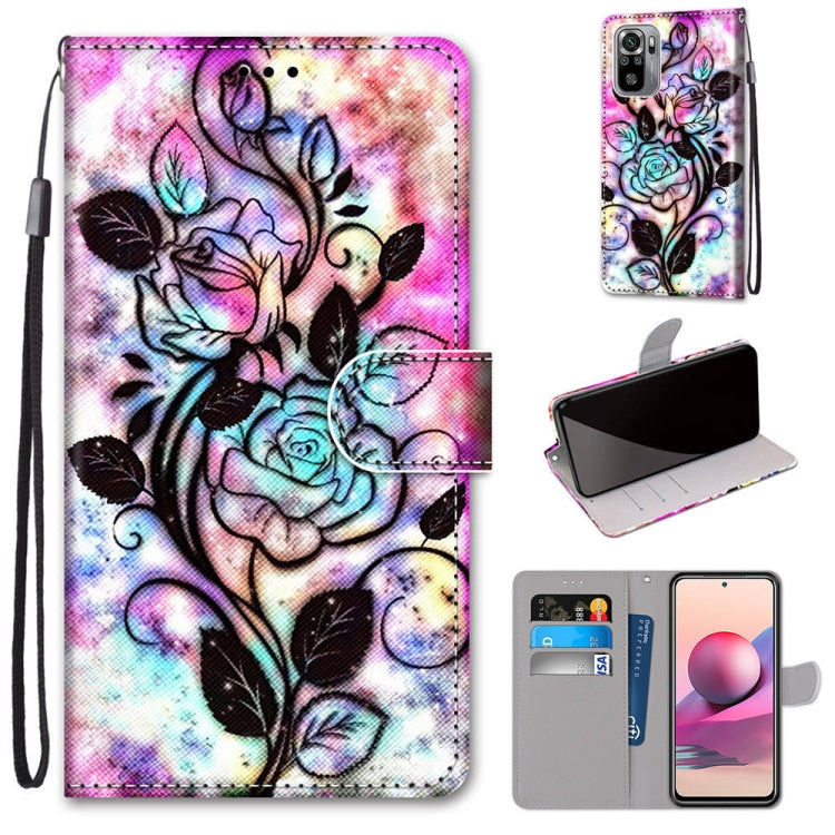 Coloured Drawing Cross Texture Horizontal Flip PU Leather Case with Holder & Card Slots & Wallet & Lanyard, For Xiaomi Redmi Note 10 4G / Note 10s, For Xiaomi Redmi Note 10 5G, For Xiaomi Redmi Note 10 Pro Max / Note 10 Pro                             ...