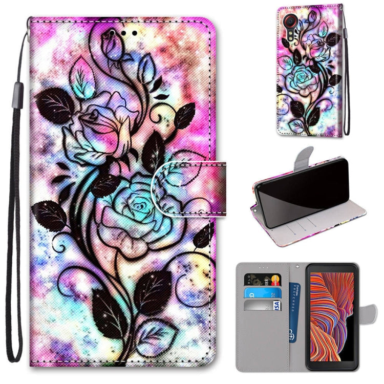 Coloured Drawing Cross Texture Horizontal Flip PU Leather Case with Holder & Card Slots & Wallet & Lanyard, For Samsung Galaxy F62 / M62, For Samsung Galaxy S21 FE, For Samsung Galaxy Xcover 5