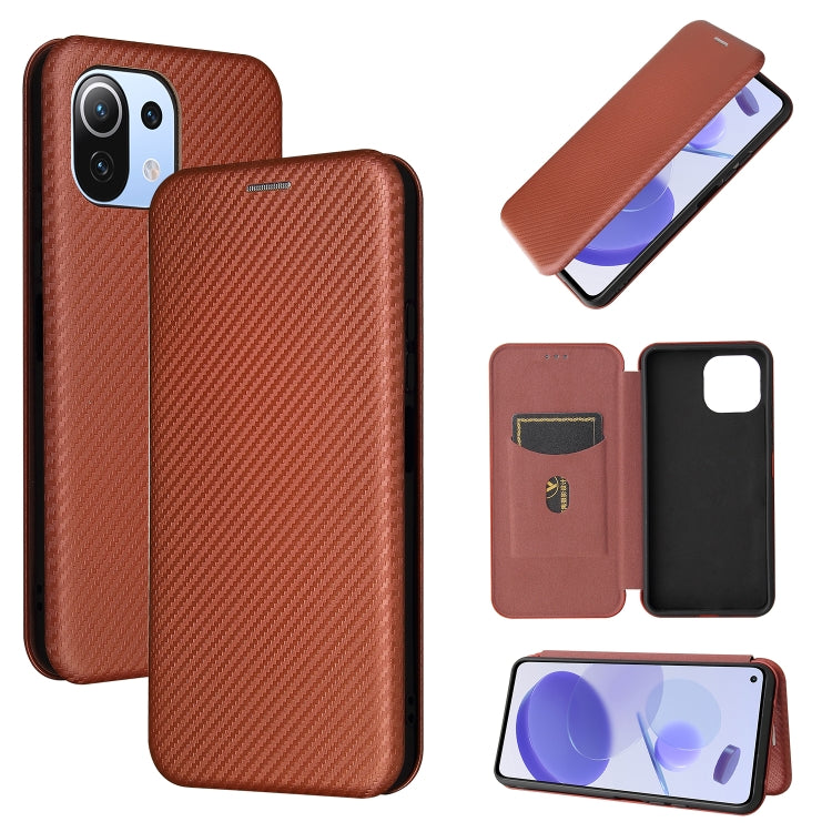 Carbon Fiber Texture Magnetic Horizontal Flip TPU + PC + PU Leather Case with Card Slot, For Xiaomi Mi 11 Ultra, For Xiaomi Mi 11 Pro, For Xiaomi Mi 11 Lite, For Realme C21, For Oppo Find X3 / X3 Pro