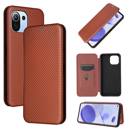Carbon Fiber Texture Magnetic Horizontal Flip TPU + PC + PU Leather Case with Card Slot, For Xiaomi Mi 11 Ultra, For Xiaomi Mi 11 Pro, For Xiaomi Mi 11 Lite, For Realme C21, For Oppo Find X3 / X3 Pro