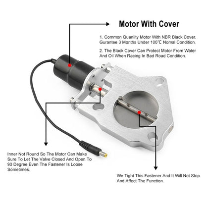 Universal Car Stainless Steel Racing Electric Exhaust Cutout Valves Control Motor, 2 inch, 2.25 inch, 3 inch