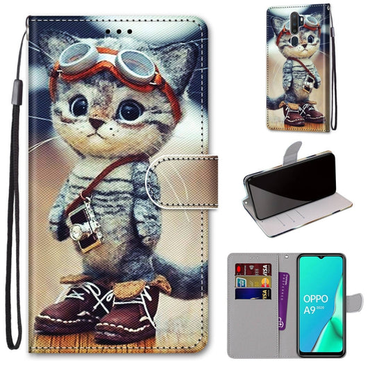 Coloured Drawing Cross Texture Horizontal Flip PU Leather Case with Holder & Card Slots & Wallet & Lanyard, For OPPO A9 (2020) / A5 (2020) / A11X / A11, For OPPO A15 / A15s, For OPPO A53 4G(2020) / A53s / A32 / A33 (2020)                               ...