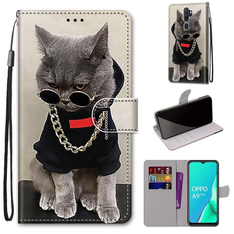 Coloured Drawing Cross Texture Horizontal Flip PU Leather Case with Holder & Card Slots & Wallet & Lanyard, For OPPO A9 (2020) / A5 (2020) / A11X / A11, For OPPO A15 / A15s, For OPPO A53 4G(2020) / A53s / A32 / A33 (2020)                               ...