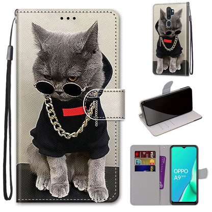 Coloured Drawing Cross Texture Horizontal Flip PU Leather Case with Holder & Card Slots & Wallet & Lanyard, For OPPO A9 (2020) / A5 (2020) / A11X / A11, For OPPO A15 / A15s, For OPPO A53 4G(2020) / A53s / A32 / A33 (2020)                               ...