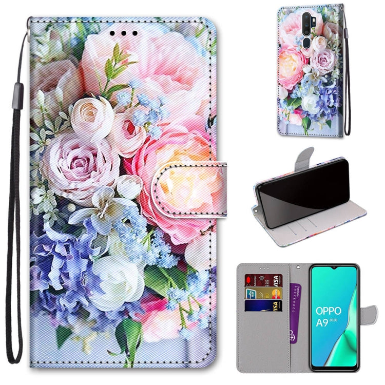 Coloured Drawing Cross Texture Horizontal Flip PU Leather Case with Holder & Card Slots & Wallet & Lanyard, For OPPO A9 (2020) / A5 (2020) / A11X / A11, For OPPO A15 / A15s, For OPPO A53 4G(2020) / A53s / A32 / A33 (2020)                               ...