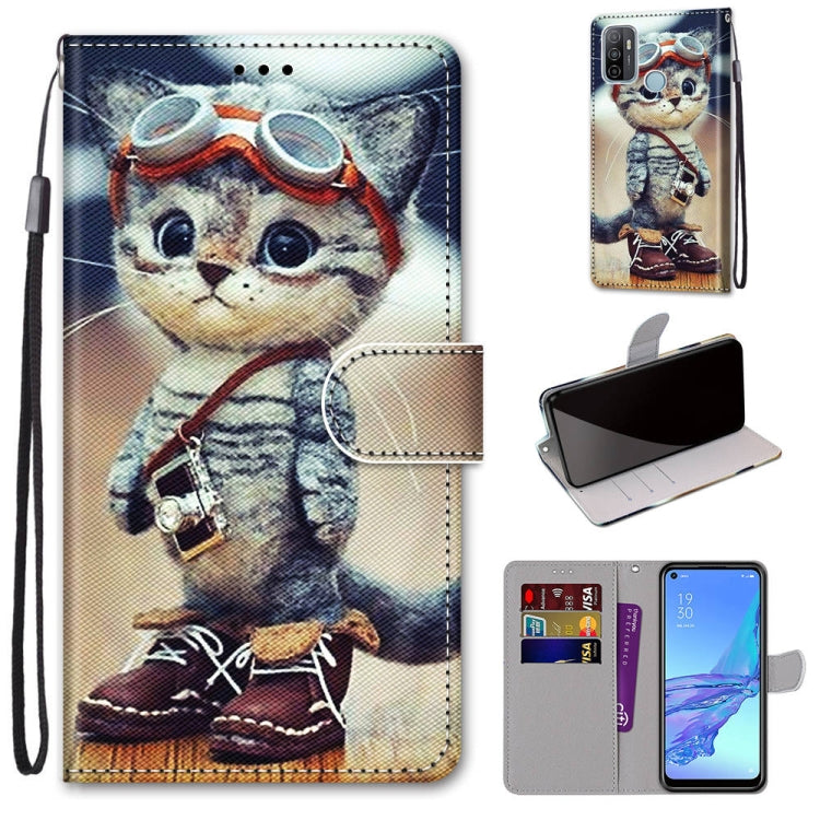 Coloured Drawing Cross Texture Horizontal Flip PU Leather Case with Holder & Card Slots & Wallet & Lanyard, For OPPO A9 (2020) / A5 (2020) / A11X / A11, For OPPO A15 / A15s, For OPPO A53 4G(2020) / A53s / A32 / A33 (2020)                               ...