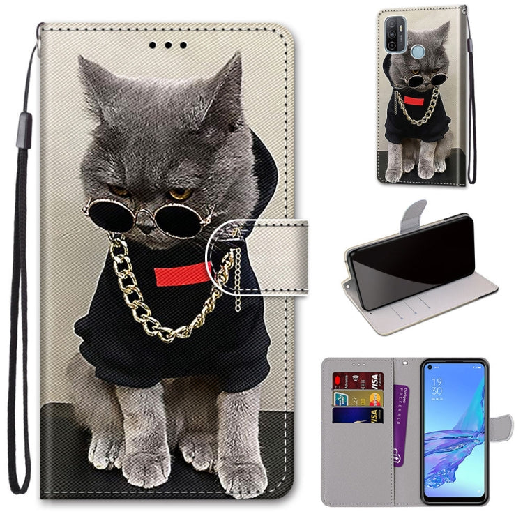 Coloured Drawing Cross Texture Horizontal Flip PU Leather Case with Holder & Card Slots & Wallet & Lanyard, For OPPO A9 (2020) / A5 (2020) / A11X / A11, For OPPO A15 / A15s, For OPPO A53 4G(2020) / A53s / A32 / A33 (2020)                               ...