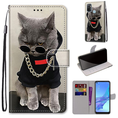 Coloured Drawing Cross Texture Horizontal Flip PU Leather Case with Holder & Card Slots & Wallet & Lanyard, For OPPO A9 (2020) / A5 (2020) / A11X / A11, For OPPO A15 / A15s, For OPPO A53 4G(2020) / A53s / A32 / A33 (2020)                               ...