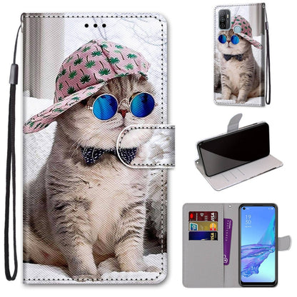 Coloured Drawing Cross Texture Horizontal Flip PU Leather Case with Holder & Card Slots & Wallet & Lanyard, For OPPO A9 (2020) / A5 (2020) / A11X / A11, For OPPO A15 / A15s, For OPPO A53 4G(2020) / A53s / A32 / A33 (2020)                               ...