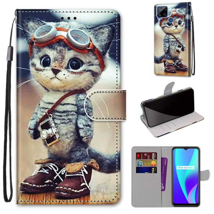 Coloured Drawing Cross Texture Horizontal Flip PU Leather Case with Holder & Card Slots & Wallet & Lanyard, For OPPO Realme 5 / 5s / 5i / C3 / C3i / 6i / Narzo10 / 10A / 20A, For OPPO Realme C15 / C12 / C25 / 7i (Global) / Narzo 20 / 30A               ...
