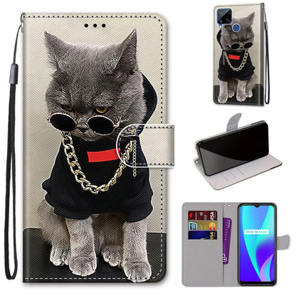 Coloured Drawing Cross Texture Horizontal Flip PU Leather Case with Holder & Card Slots & Wallet & Lanyard, For OPPO Realme 5 / 5s / 5i / C3 / C3i / 6i / Narzo10 / 10A / 20A, For OPPO Realme C15 / C12 / C25 / 7i (Global) / Narzo 20 / 30A               ...