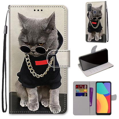 Coloured Drawing Cross Texture Horizontal Flip PU Leather Case with Holder & Card Slots & Wallet & Lanyard, For OPPO Realme 5 / 5s / 5i / C3 / C3i / 6i / Narzo10 / 10A / 20A, For OPPO Realme C15 / C12 / C25 / 7i (Global) / Narzo 20 / 30A               ...