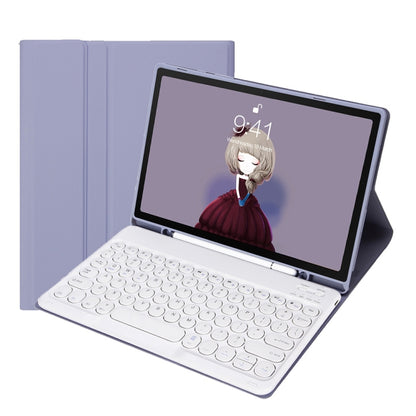 YT11B Detachable Candy Color Skin Feel Texture Round Keycap Bluetooth Keyboard Leather Case For iPad Air 4 2020 / Air 5 2022 / Pro 11 inch 2022 / 2021 / 2020 / 2018(White Ice), For iPad Air 11 2024 / 2025 / Air 4 10.9 2020 / Air 5 10.9 2022������������...