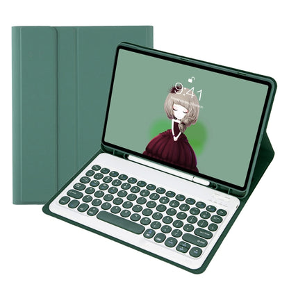 YT11B Detachable Candy Color Skin Feel Texture Round Keycap Bluetooth Keyboard Leather Case For iPad Air 4 2020 / Air 5 2022 / Pro 11 inch 2022 / 2021 / 2020 / 2018(White Ice), For iPad 9.7 inch 2018 & 2017 / Pro 9.7 inch / Air 2 / Air                 ...
