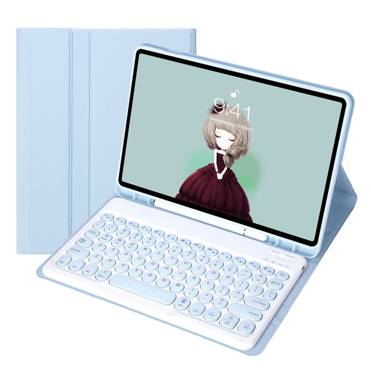 YT11B Detachable Candy Color Skin Feel Texture Round Keycap Bluetooth Keyboard Leather Case For iPad Air 4 2020 / Air 5 2022 / Pro 11 inch 2022 / 2021 / 2020 / 2018(White Ice), For iPad Air 11 2024 / 2025 / Air 4 10.9 2020 / Air 5 10.9 2022            ...