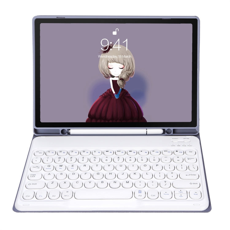 YT11B Detachable Candy Color Skin Feel Texture Round Keycap Bluetooth Keyboard Leather Case For iPad Air 4 2020 / Air 5 2022 / Pro 11 inch 2022 / 2021 / 2020 / 2018(White Ice), For iPad 9.7 inch 2018 & 2017 / Pro 9.7 inch / Air 2 / Air                 ...