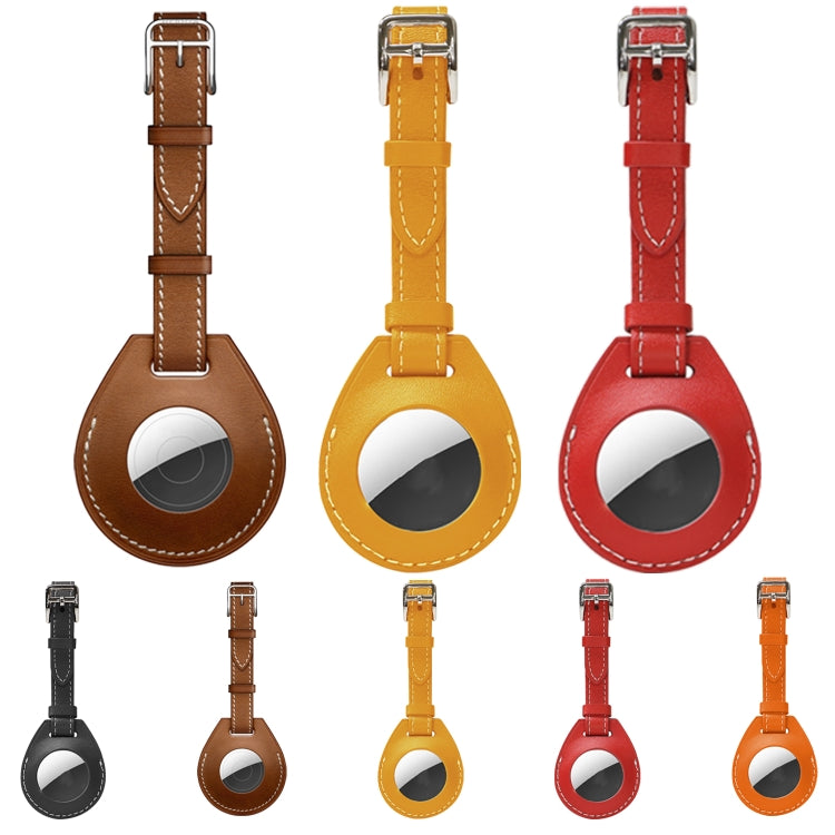 Shockproof Anti-scratch Leather Protective Case Cover with Hang Loop For AirTag 2nd Gen / AirTag 1st Gen, Luggage Tag