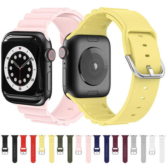 Business B Style Silicone Watch Strap, For Apple Watch Series 7 45mm / 6 & SE & 5 & 4 44mm / 3 & 2 & 1 42mm, For Apple Watch Series 7 41mm / 6 & SE & 5 & 4 40mm / 3 & 2 & 1 38mm���������������������������������������������������������������������������...