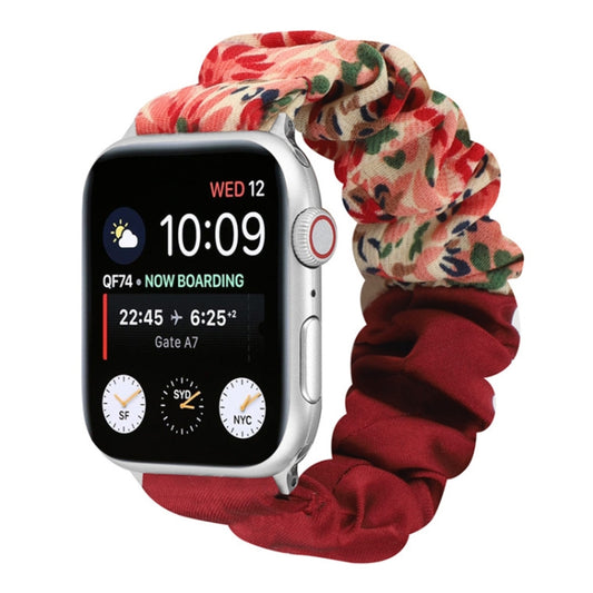 Butterfly Pattern Hair Ring Cloth Watch Strap, For Apple Watch Ultra 49mm / Series 8&7 45mm / SE 2&6&SE&5&4 44mm / 3&2&1 42mm, For Apple Watch Series 8&7 41mm / SE 2&6&SE&5&4 40mm / 3&2&1 38mm