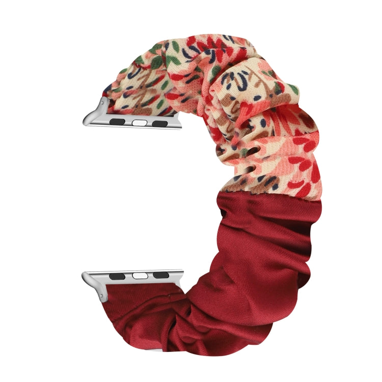 Butterfly Pattern Hair Ring Cloth Watch Strap, For Apple Watch Ultra 49mm / Series 8&7 45mm / SE 2&6&SE&5&4 44mm / 3&2&1 42mm, For Apple Watch Series 8&7 41mm / SE 2&6&SE&5&4 40mm / 3&2&1 38mm������������������������������������������������������������...