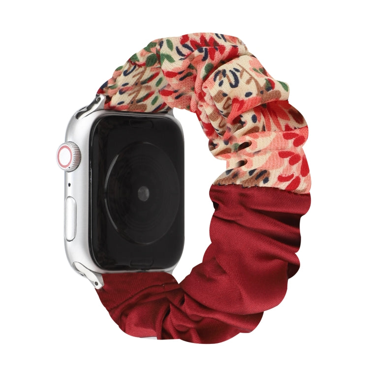 Butterfly Pattern Hair Ring Cloth Watch Strap, For Apple Watch Ultra 49mm / Series 8&7 45mm / SE 2&6&SE&5&4 44mm / 3&2&1 42mm, For Apple Watch Series 8&7 41mm / SE 2&6&SE&5&4 40mm / 3&2&1 38mm������������������������������������������������������������...