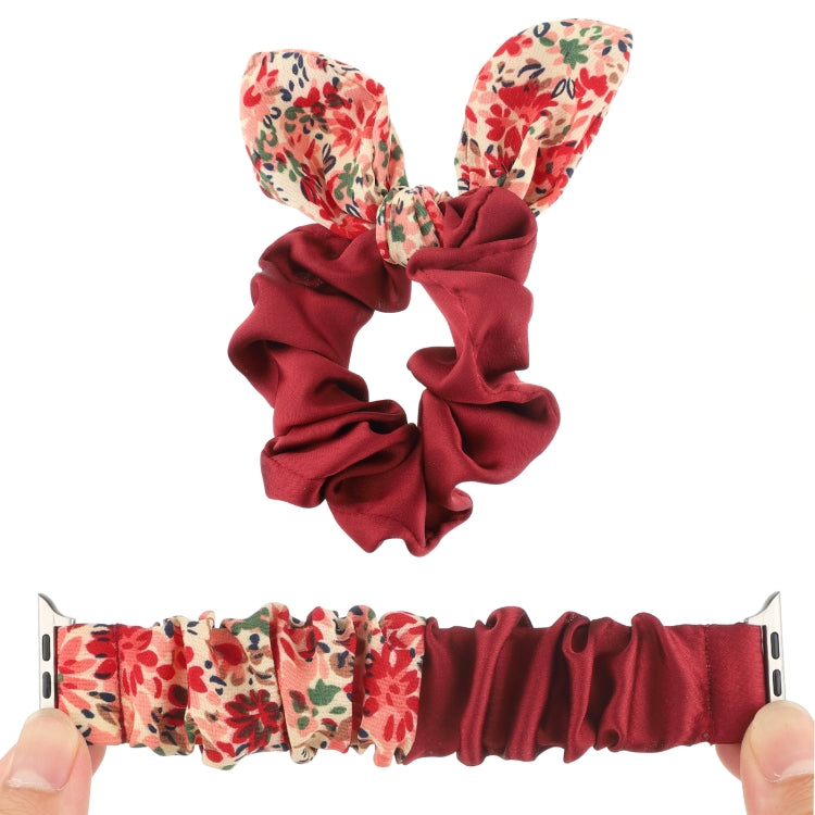 Butterfly Pattern Hair Ring Cloth Watch Strap, For Apple Watch Ultra 49mm / Series 8&7 45mm / SE 2&6&SE&5&4 44mm / 3&2&1 42mm, For Apple Watch Series 8&7 41mm / SE 2&6&SE&5&4 40mm / 3&2&1 38mm������������������������������������������������������������...