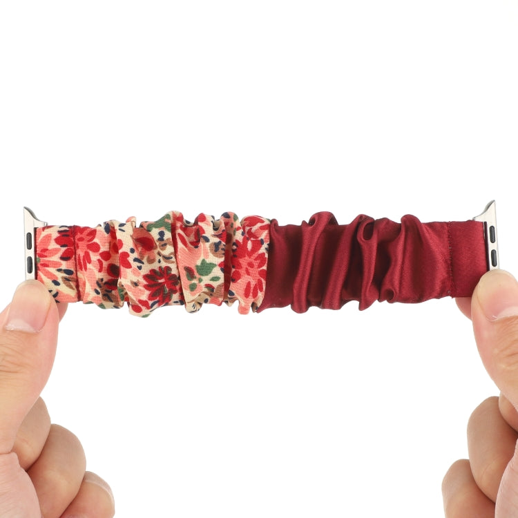 Butterfly Pattern Hair Ring Cloth Watch Strap, For Apple Watch Ultra 49mm / Series 8&7 45mm / SE 2&6&SE&5&4 44mm / 3&2&1 42mm, For Apple Watch Series 8&7 41mm / SE 2&6&SE&5&4 40mm / 3&2&1 38mm������������������������������������������������������������...