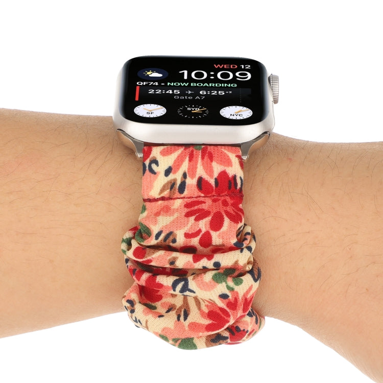 Butterfly Pattern Hair Ring Cloth Watch Strap, For Apple Watch Ultra 49mm / Series 8&7 45mm / SE 2&6&SE&5&4 44mm / 3&2&1 42mm, For Apple Watch Series 8&7 41mm / SE 2&6&SE&5&4 40mm / 3&2&1 38mm������������������������������������������������������������...