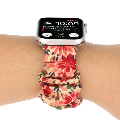 Butterfly Pattern Hair Ring Cloth Watch Strap, For Apple Watch Ultra 49mm / Series 8&7 45mm / SE 2&6&SE&5&4 44mm / 3&2&1 42mm, For Apple Watch Series 8&7 41mm / SE 2&6&SE&5&4 40mm / 3&2&1 38mm������������������������������������������������������������...