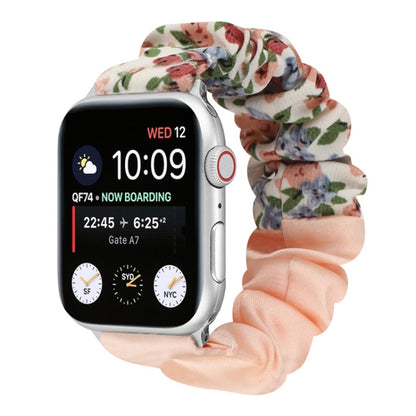 Butterfly Pattern Hair Ring Cloth Watch Strap, For Apple Watch Ultra 49mm / Series 8&7 45mm / SE 2&6&SE&5&4 44mm / 3&2&1 42mm, For Apple Watch Series 8&7 41mm / SE 2&6&SE&5&4 40mm / 3&2&1 38mm������������������������������������������������������������...