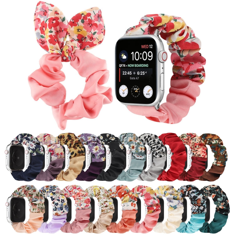 Butterfly Pattern Hair Ring Cloth Watch Strap, For Apple Watch Ultra 49mm / Series 8&7 45mm / SE 2&6&SE&5&4 44mm / 3&2&1 42mm, For Apple Watch Series 8&7 41mm / SE 2&6&SE&5&4 40mm / 3&2&1 38mm������������������������������������������������������������...