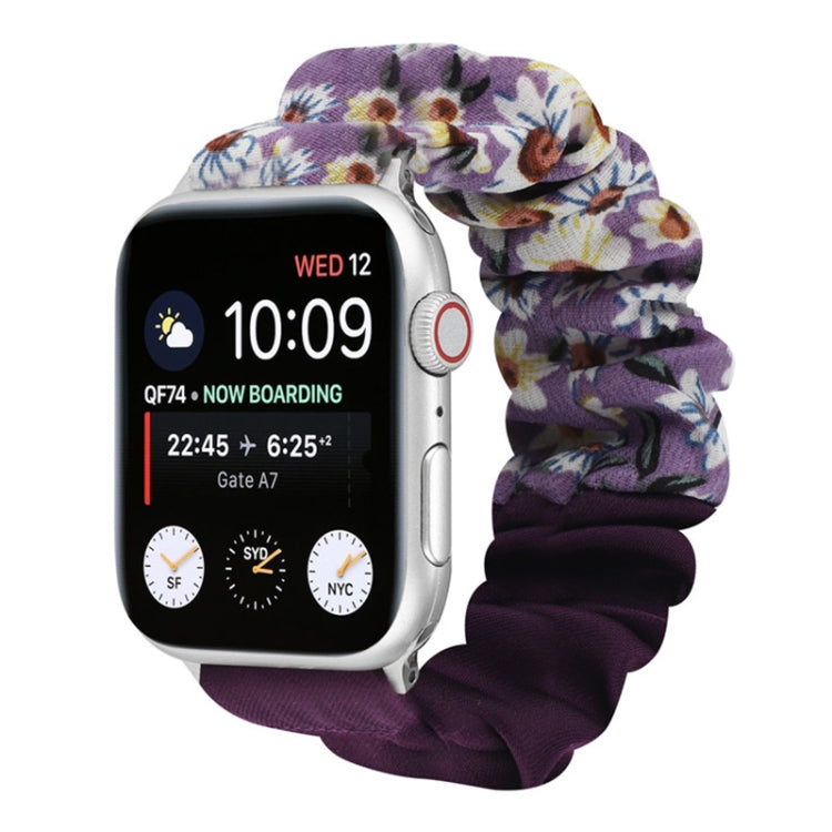 Butterfly Pattern Hair Ring Cloth Watch Strap, For Apple Watch Ultra 49mm / Series 8&7 45mm / SE 2&6&SE&5&4 44mm / 3&2&1 42mm, For Apple Watch Series 8&7 41mm / SE 2&6&SE&5&4 40mm / 3&2&1 38mm������������������������������������������������������������...
