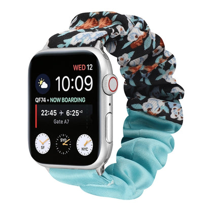 Butterfly Pattern Hair Ring Cloth Watch Strap, For Apple Watch Ultra 49mm / Series 8&7 45mm / SE 2&6&SE&5&4 44mm / 3&2&1 42mm, For Apple Watch Series 8&7 41mm / SE 2&6&SE&5&4 40mm / 3&2&1 38mm������������������������������������������������������������...