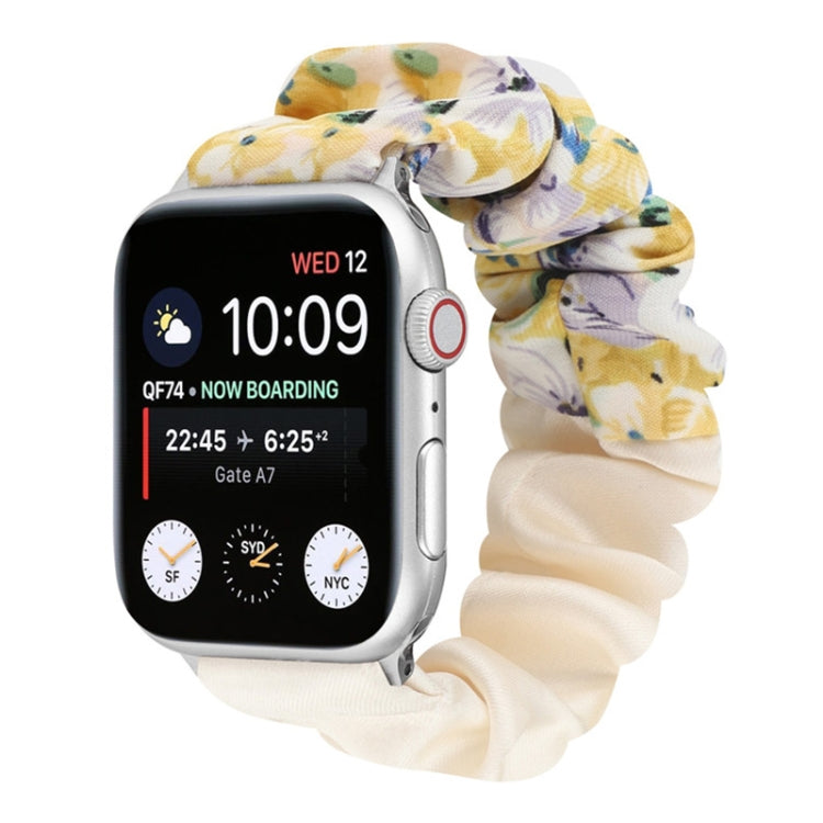 Butterfly Pattern Hair Ring Cloth Watch Strap, For Apple Watch Ultra 49mm / Series 8&7 45mm / SE 2&6&SE&5&4 44mm / 3&2&1 42mm, For Apple Watch Series 8&7 41mm / SE 2&6&SE&5&4 40mm / 3&2&1 38mm������������������������������������������������������������...